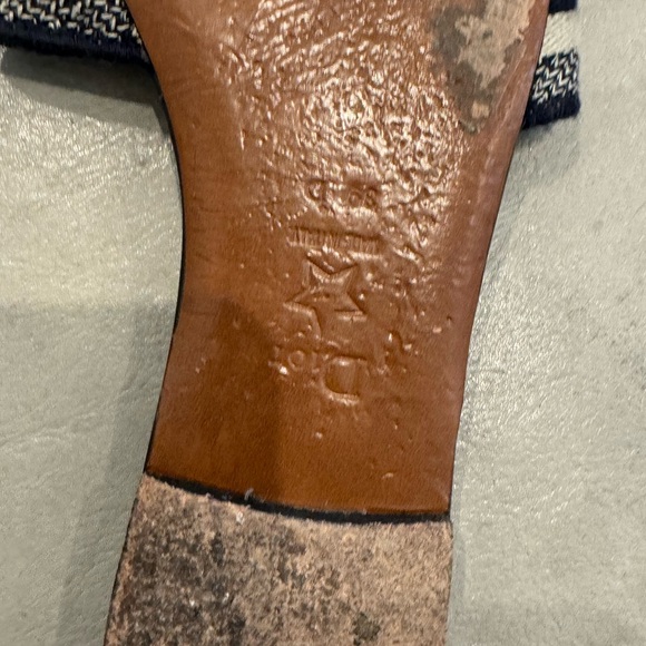 Dior Dway Slide Sandal Deep Blue Embroidered Cotton Logo open toe size 39 - Picture 11 of 13